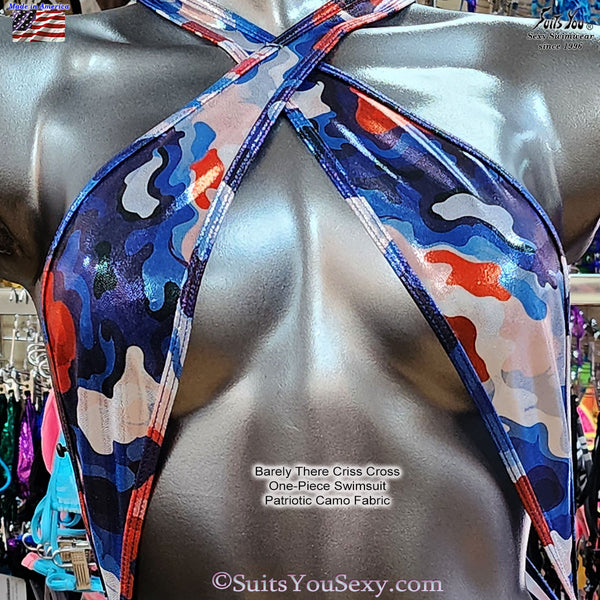 Patriotic Camo Print Fabric, Barely There Swimsuit