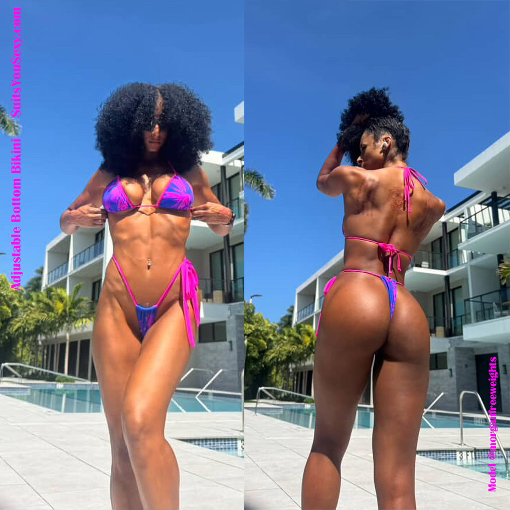 Adjustable Bottom Bikini, Brazilian Style adjustable bottom, 4 colors — back view — made in USA