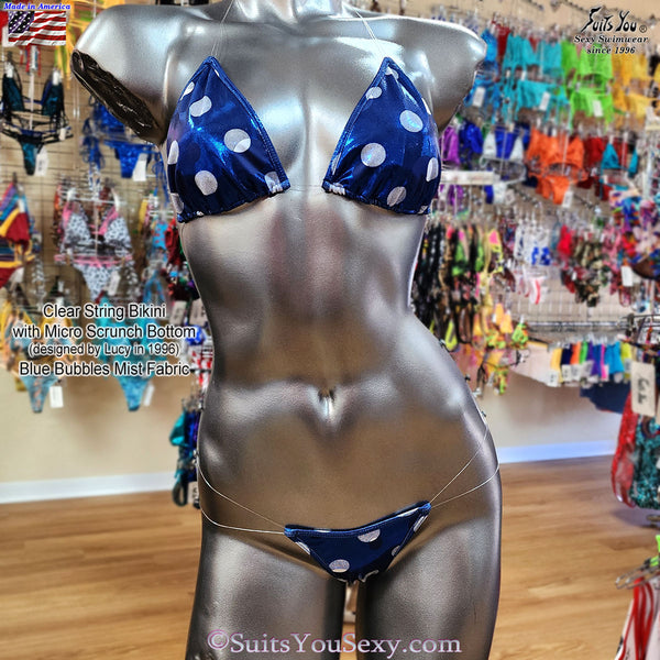 Unique Clear String Bikinis with Micro Scrunch Bottom, print