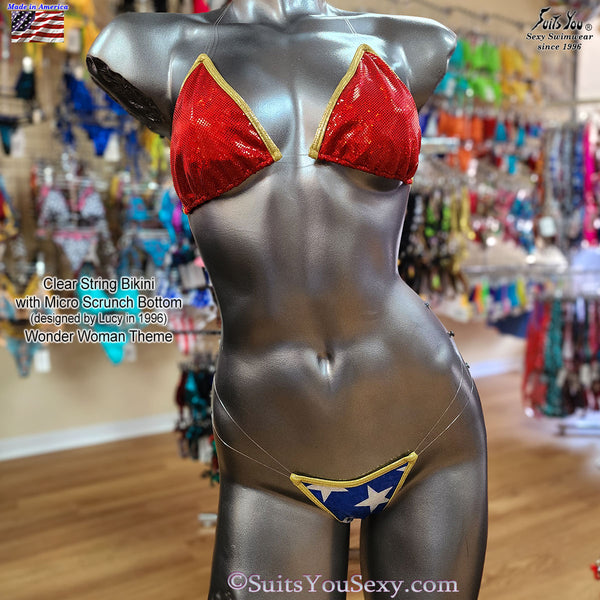 Wonder Woman Theme Clear String Bikini