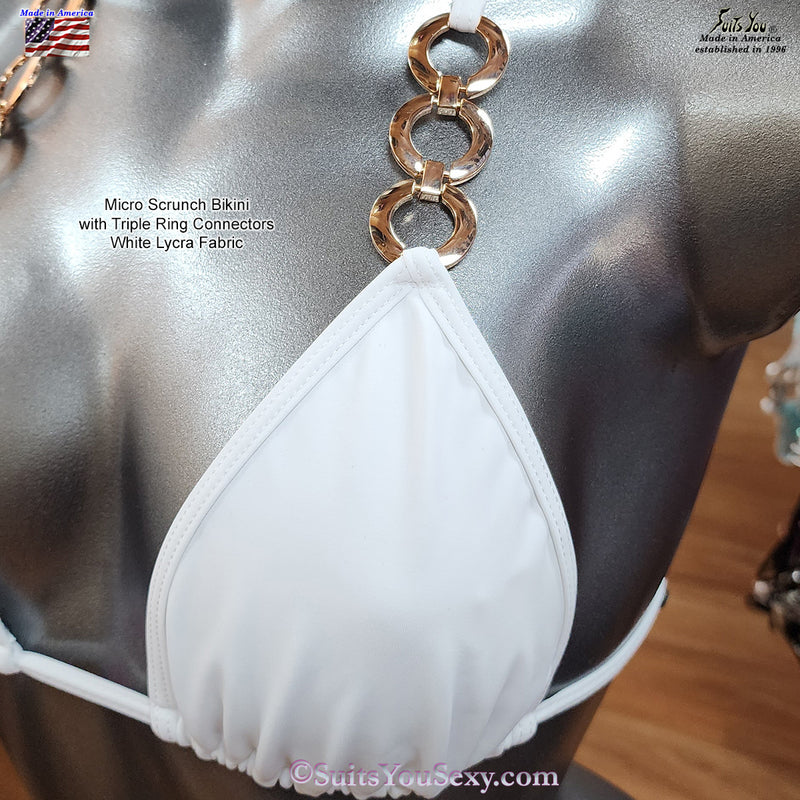 White Swimsuit with Triple Rings