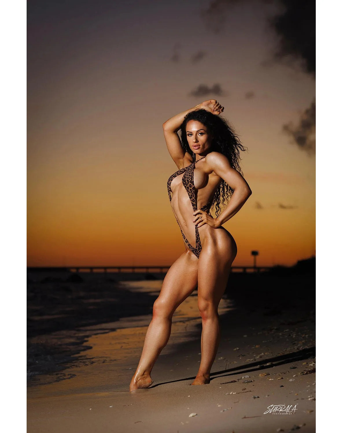 Barely there swimsuit leopard print fabric, side view — designed by Lucy, made in Clearwater FL