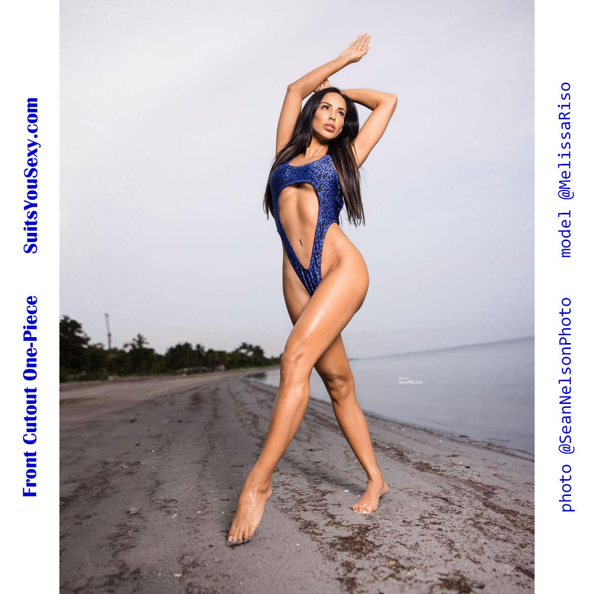 Front cutout thong one-piece back view — designed by Lucy, made in Clearwater FL