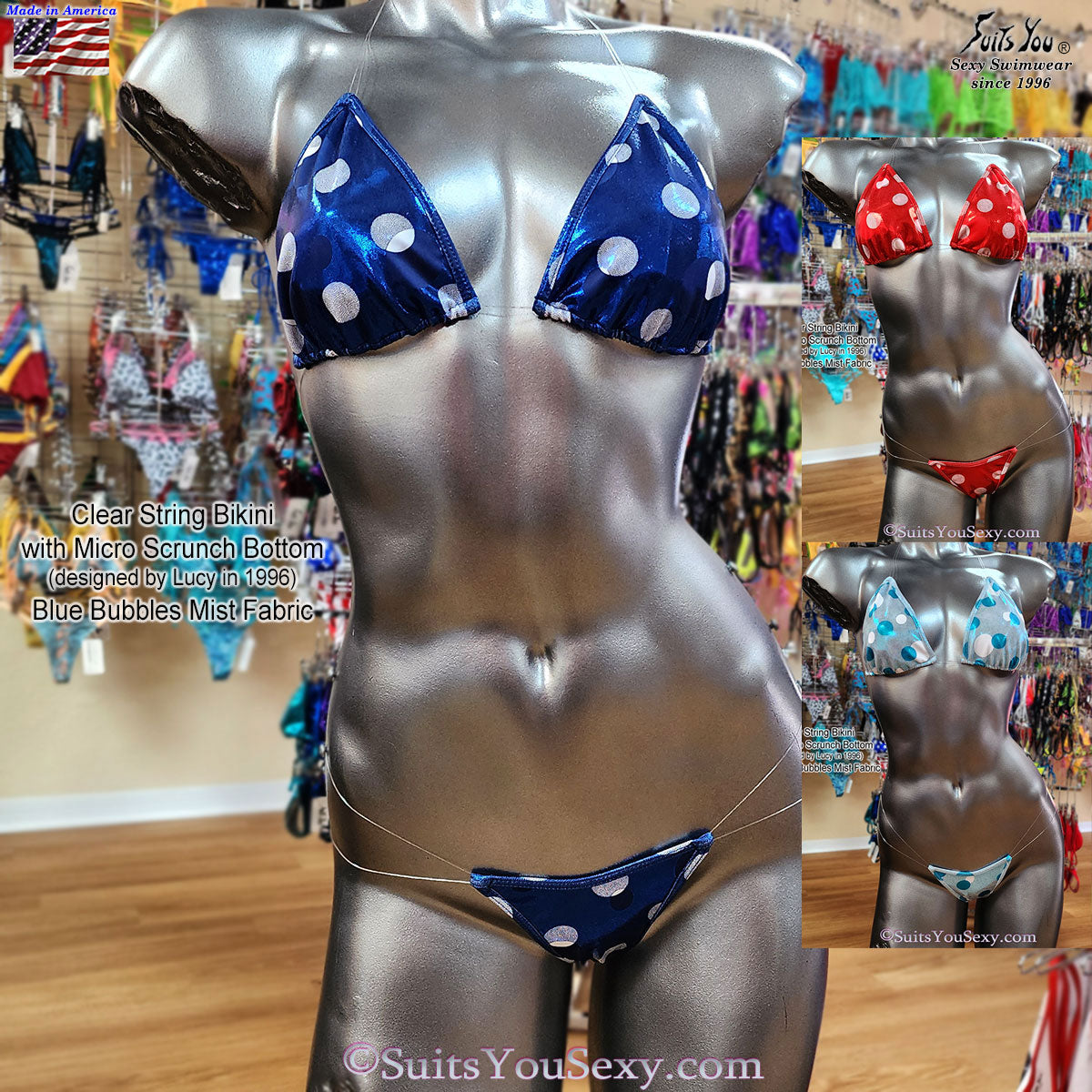 Clear String Micro Scrunch Bikinis