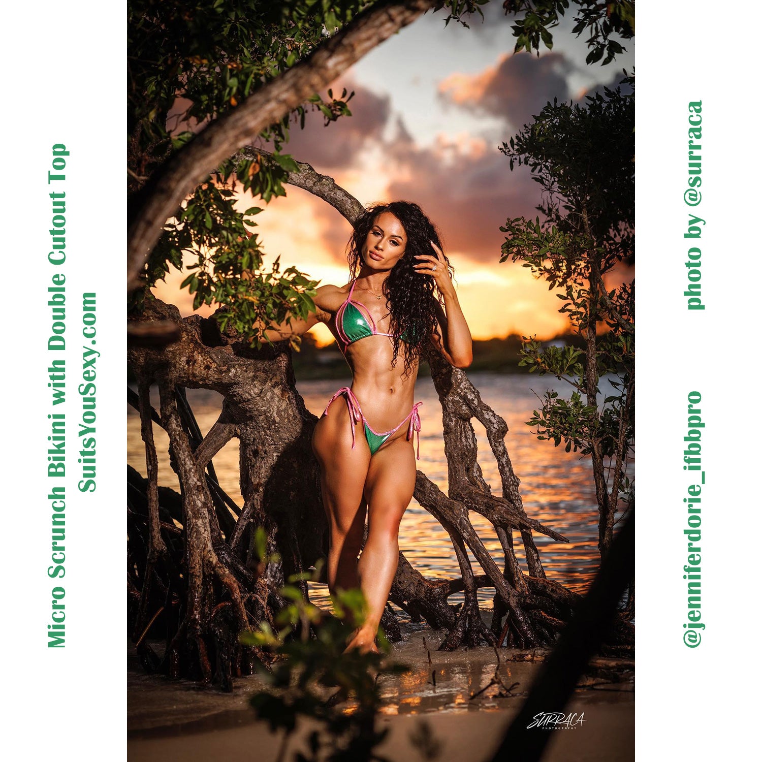 Micro Scrunch Bikini with Double Cutout Top, 5 COLORS - Sexy Bikini Manufactured in Clearwater, FL