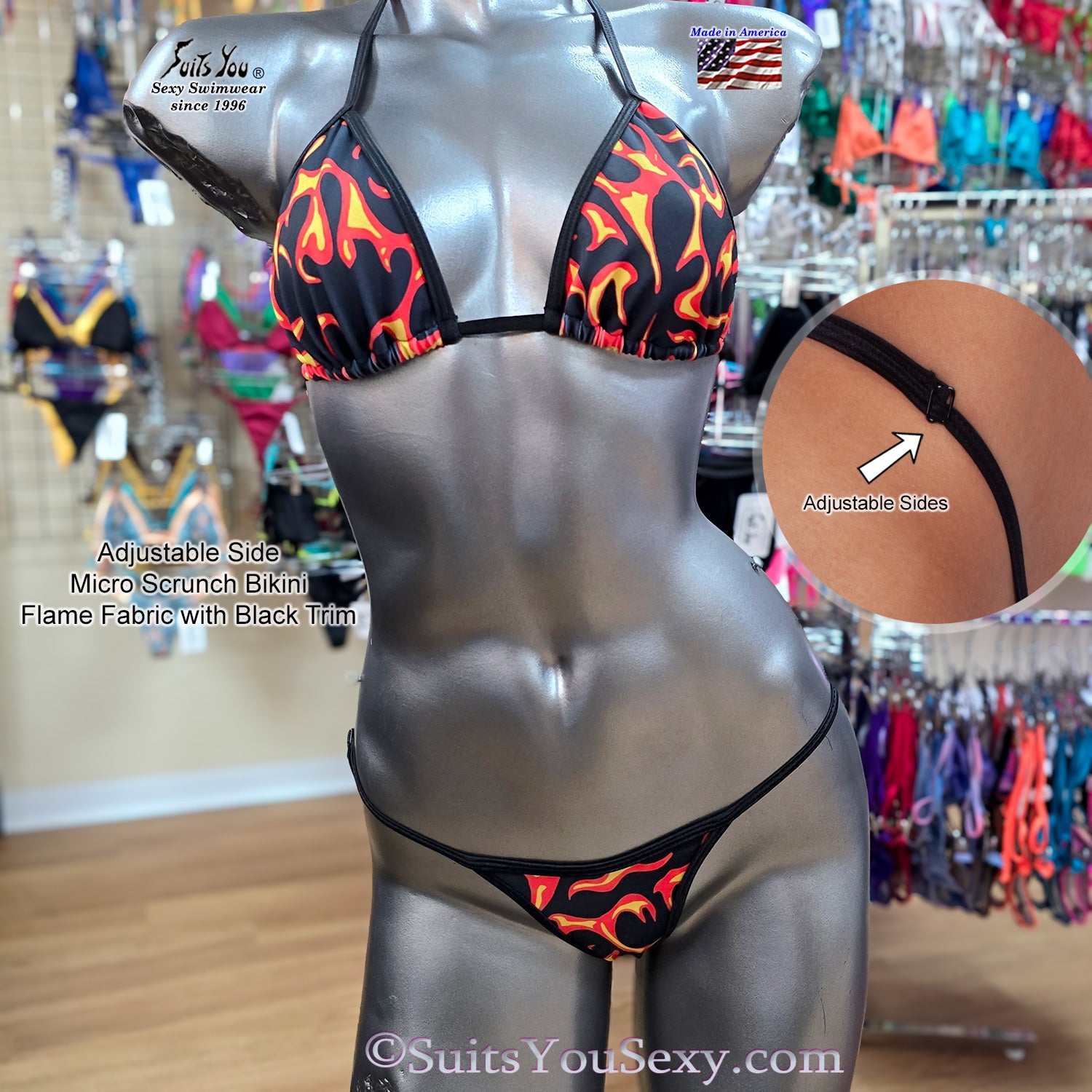 Flame Bikini with adjustable sides