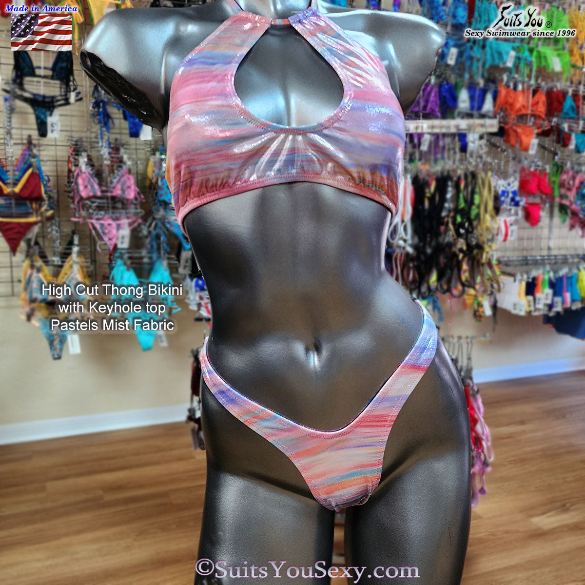 High leg thong bikini keyhole top back view — designed by Lucy, made in Clearwater FL