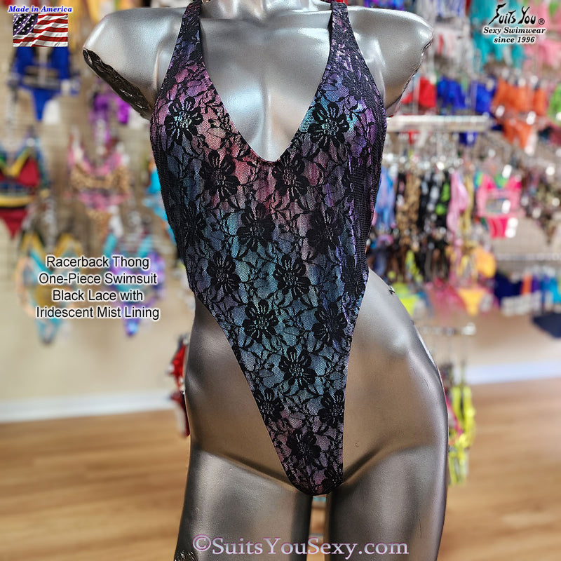 Lace Swimsuit with Iridescent Mist Lining