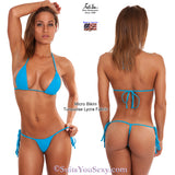 Turquoise solid color micro bikini handmade in Clearwater Florida