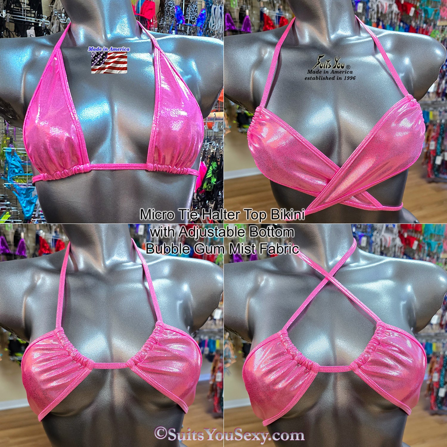 Micro tie halter top bikini — sexy swimwear, manufactured in Clearwater Florida