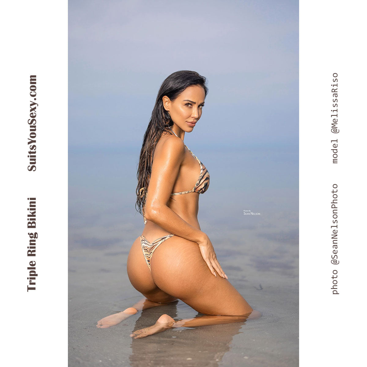 Micro scrunch bikini triple rings side view — designed by Lucy