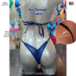 Back view of Sheer Micro Scrunch Bikini in Royal Blue Holographic — scrunch butt detail