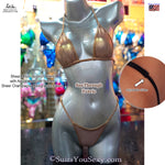 Sheer Micro Scrunch Bikini in Champagne Holographic — front view, barely-there see-through bikini