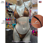 Sheer Micro Scrunch Bikini in Copper Holographic —
front view, see-through mesh triangle top and
adjustable scrunch bottom