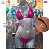 Sheer Micro Scrunch Bikini in Fuchsia Holographic — front view, micro coverage adjustable bikini