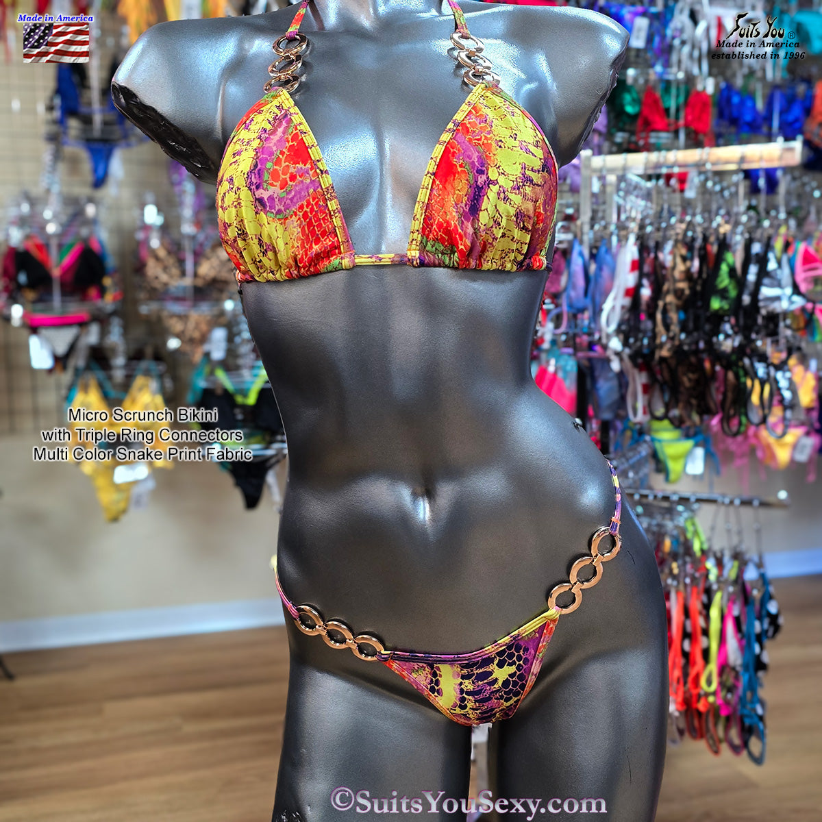 Micro scrunch bikini triple rings — sexy swimwear, SuitsYouSexy