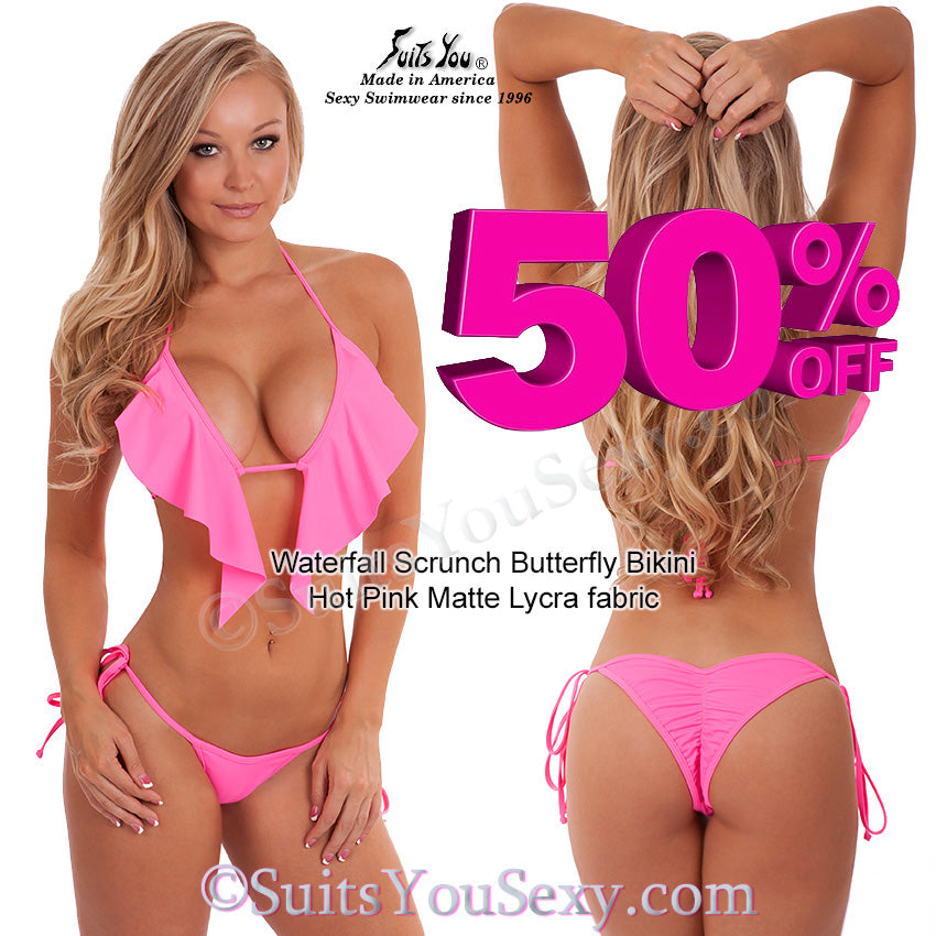Half off waterfall top swimsuit back view — designed by Lucy, made in Clearwater FL