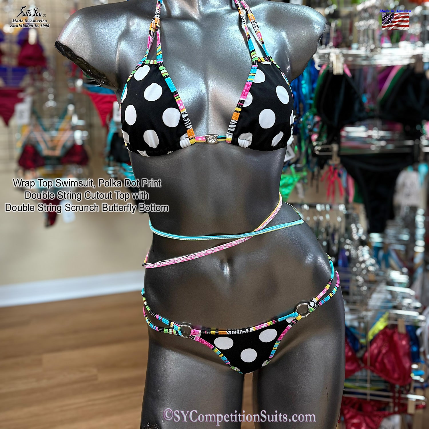 HALF OFF Wrap Top Swimsuit with scrunch butterfly bottom - Sale Swimsuit by Suits You Sexy, Manufactured in Clearwater, FL