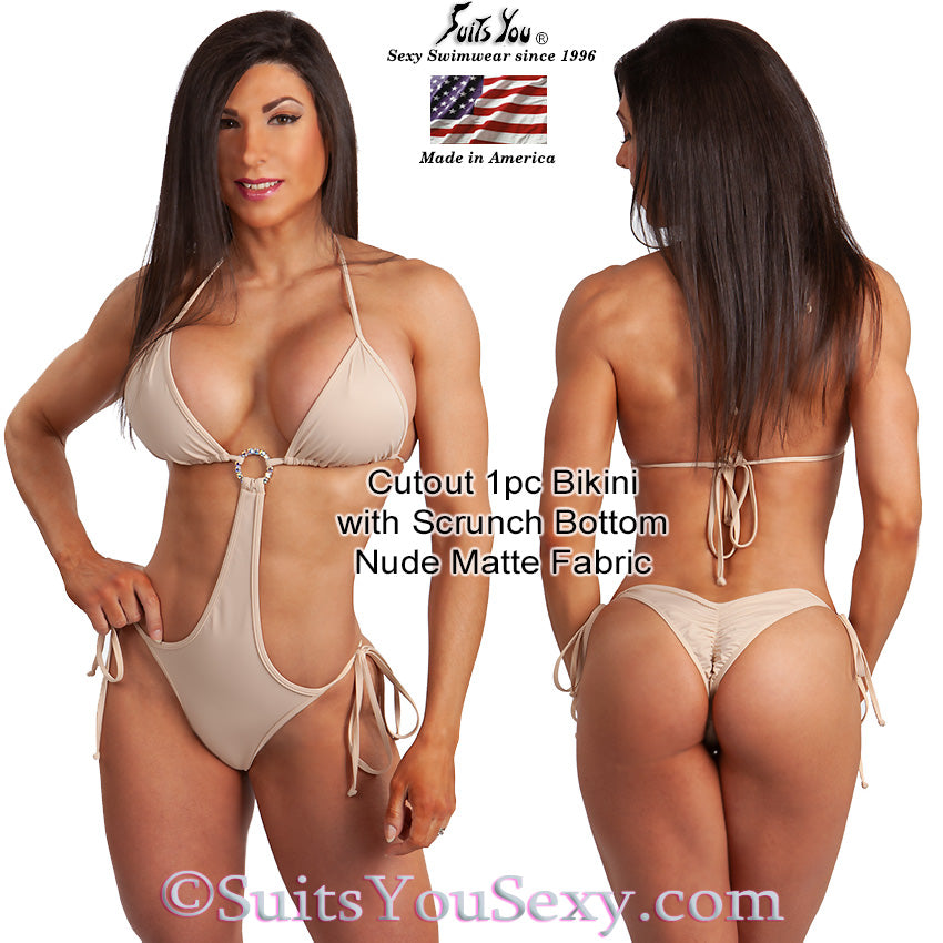 One-piece bikini cutout scrunch bottom 4 colors — display shot, Clearwater FL