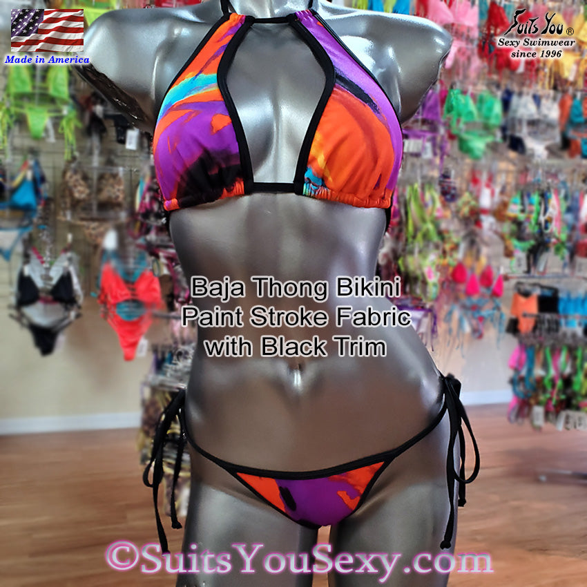 Baja thong bikini with choker top — manufactured in Clearwater FL