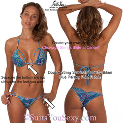 Double String Top Bikini, paisley print
