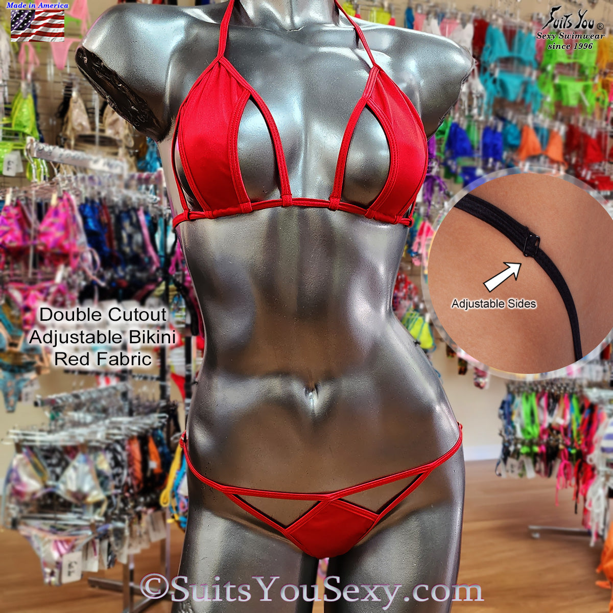 Double cutout adjustable bikini — SuitsYouSexy, manufactured in USA