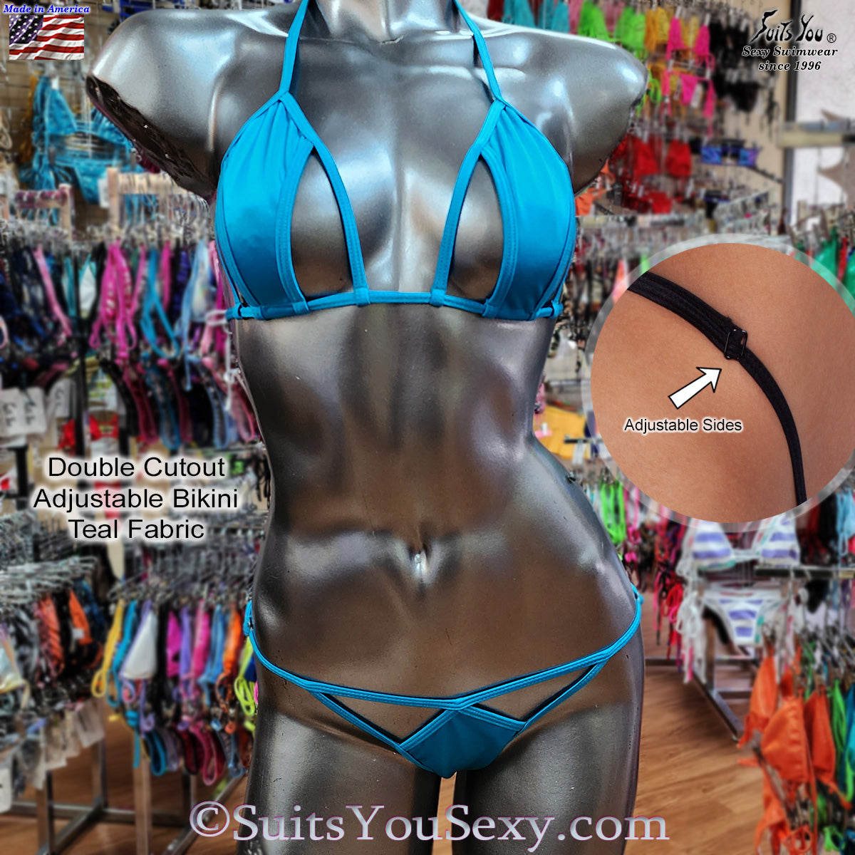 Double cutout bikini adjustable — American made