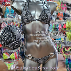 Double Cutout Bikini with Swarovski Crystals, python print fabric