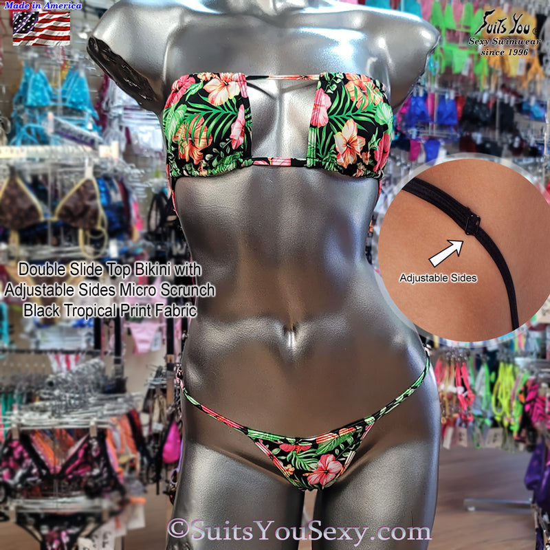 Double Slide Top Bikini, Tropical Print