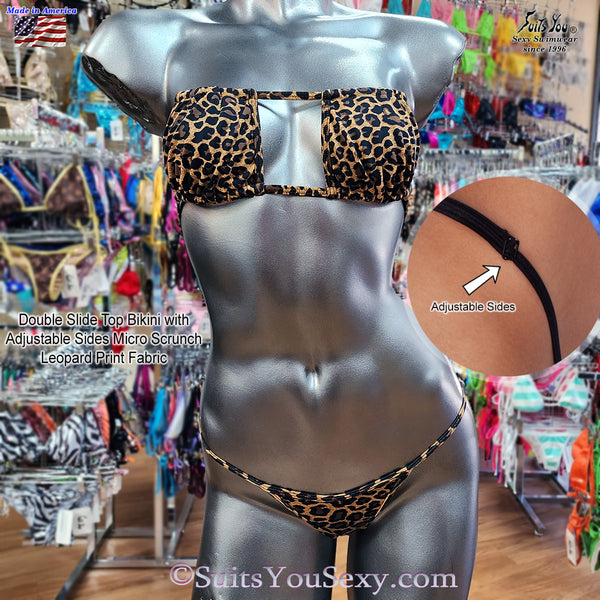 Double Slide Top Bikini, Leopard Print
