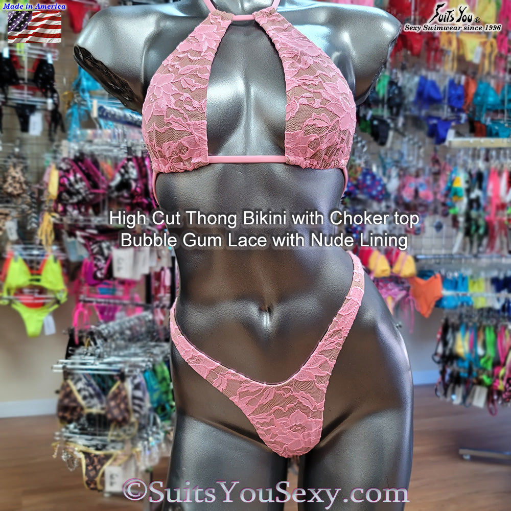 High cut thong bikini choker top — sexy swimwear, SuitsYouSexy