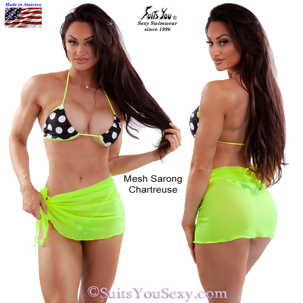 Mesh sarong cover-up in chartreuse — sexy swimwear accessory, manufactured in Clearwater FL