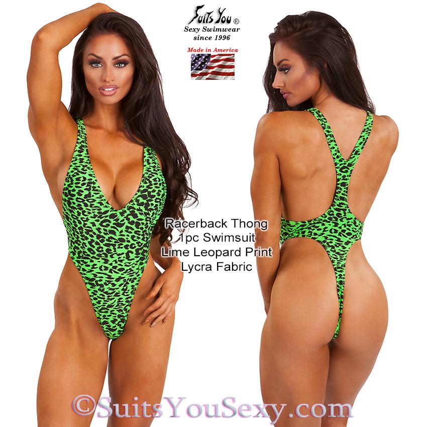 Racerback Thong One-Piece Swimsuit — Bold Print Fabrics, Manufactured in USA - Sexy One-Piece Swimsuit Manufactured in Clearwater, FL
