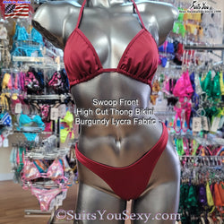 Swoop Front High Cut Thong Swimsuit.