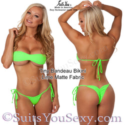 Tiny Bandeau Top Bikini with Tiny Scrunch Bottom, 6 COLORS